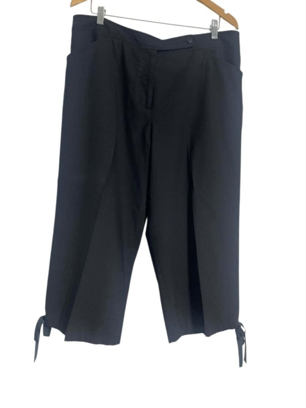 Peruvian Connection Size 16 Pants Cropped Capri Drawstrings Black